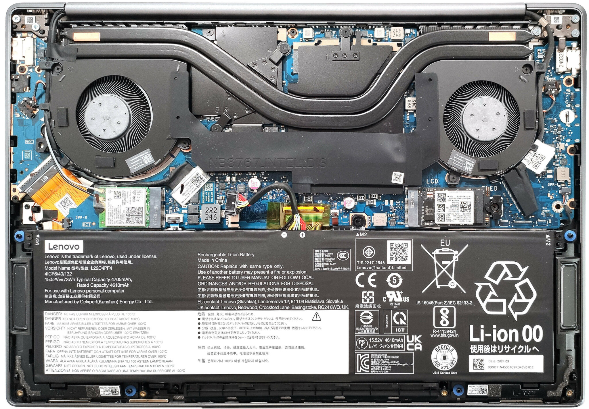 Internal Photo of Lenovo yoga Pro 7 14AHP9 14ASP9 14IMH9, white backlit US keyboard AI (yoga pro 7 14imh9)
